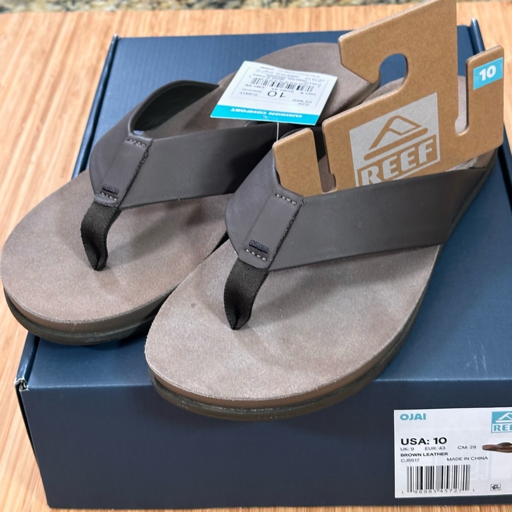 Men’s Sandals REEF OJAI THONGS - BROWN LEATHER Size 10 NWT Flip Flops - Picture 16 of 16